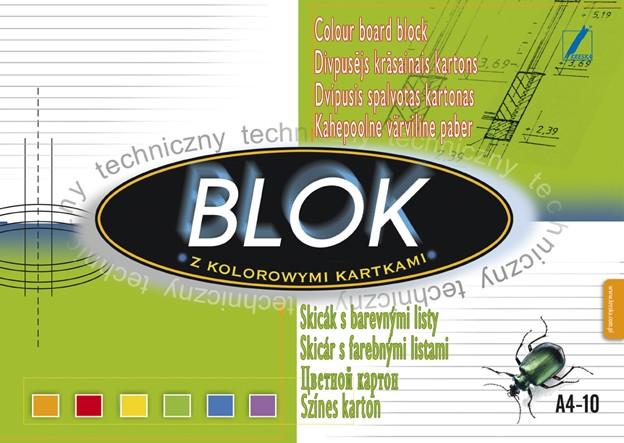 Blok techniczny A4 10k. kolorowy Kreska